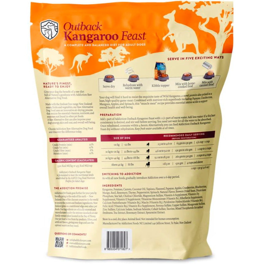 15% OFF: Addiction Outback Kangaroo Feast Grain Free Raw Alternative Dog Food 2lb