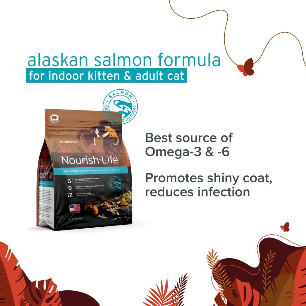 20% OFF: Nurture Pro Nourish Life Alaskan Salmon Indoor Kitten & Adult Formula Dry Cat Food